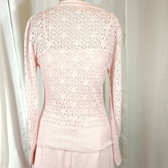 Frenchtown Crochet Cardigan, Women, Button Up, Pink, L (Runs Small) - Picture 2 of 6